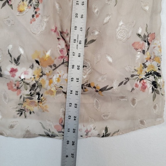 Autres Filles Womens Blouse Sz S Boho Floral Embroidered Lined Chiffon Front Tie - Picture 8 of 10